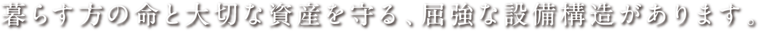 暮らす方の命と大切な資産を守る、屈強な設備構造があります。
